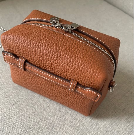 Leather mini pochette(Camel)