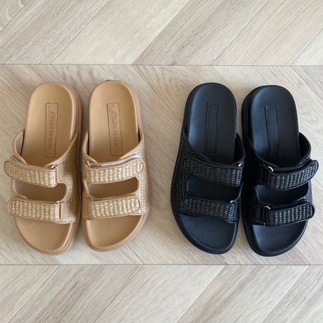 Raffia double strap sandals
