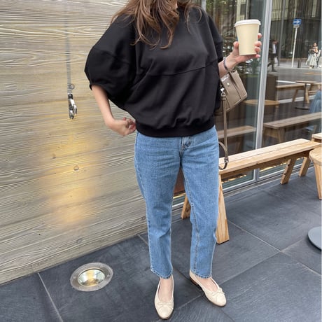 High-waist taperd denim(Blue)