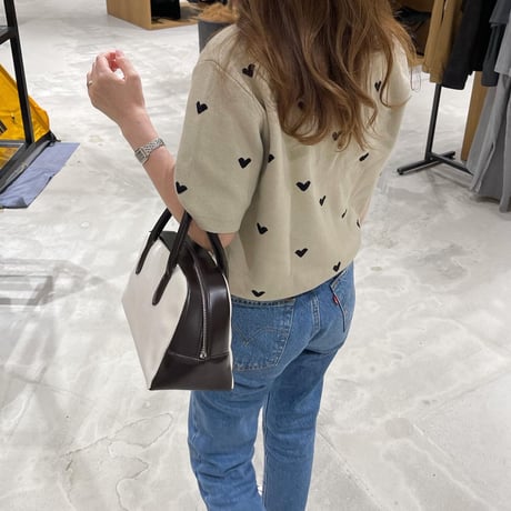 Heart knit (Beige×black)