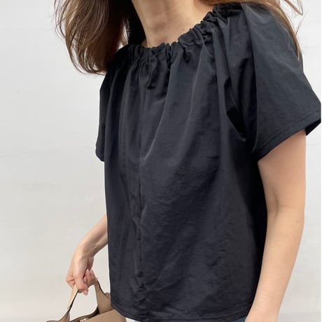 A-line gather flare tops(Black)