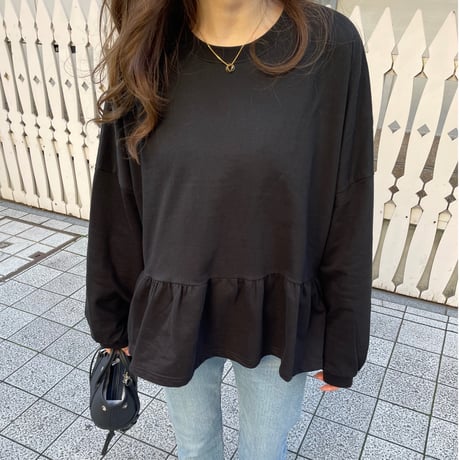 Teard flare sweat(Black)