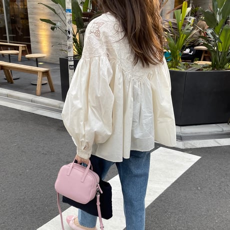 Leather mini square bag(Pink)