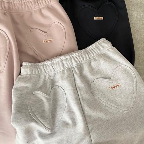 Heart pocket sweat pants(Light gray)