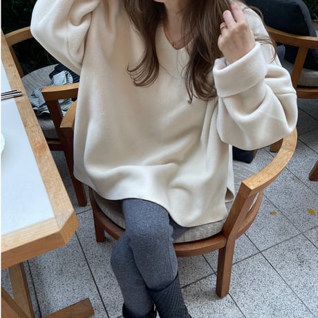 Fleece v-neck pullover(Ivory)