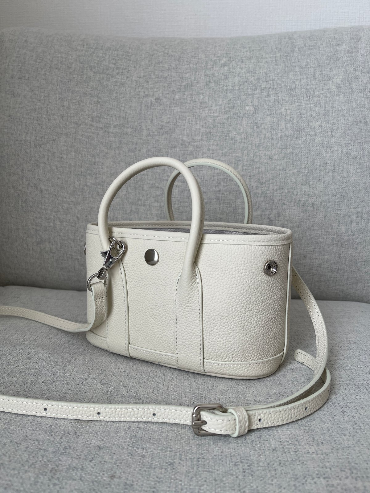 Leather mini tote bag(Ivory) | K
