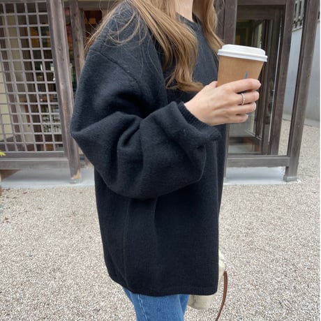 Over size wool knit(Black)
