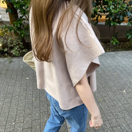 Knit cape cardigan(Beige)