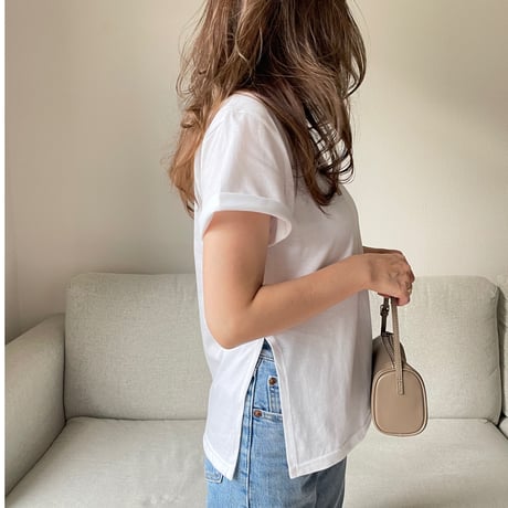 Slit t-shirts(White)