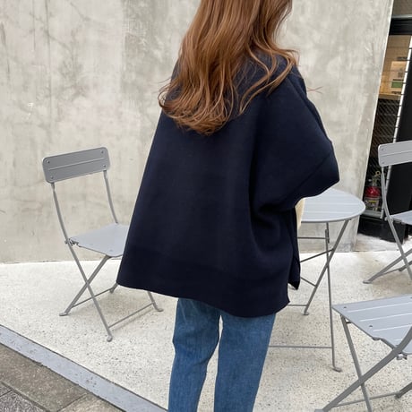 Fleece v-neck pullover(Navy)
