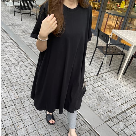 Cotton flare onepiece(Black)
