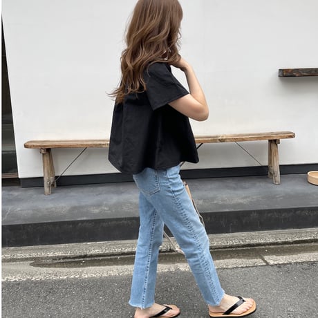 A-line gather flare tops(Black)