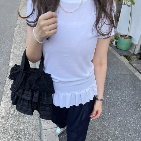 Frill rib tops(White)