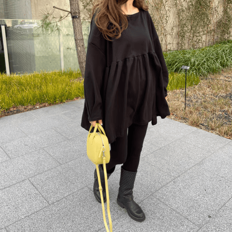 Square neck mini onepiece(Black)