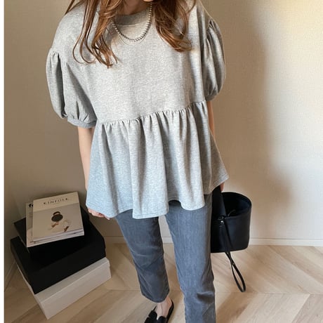Balloon half sleeve pullover (Gray)