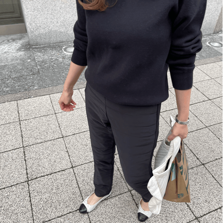 Quilted tapered pants (Black)