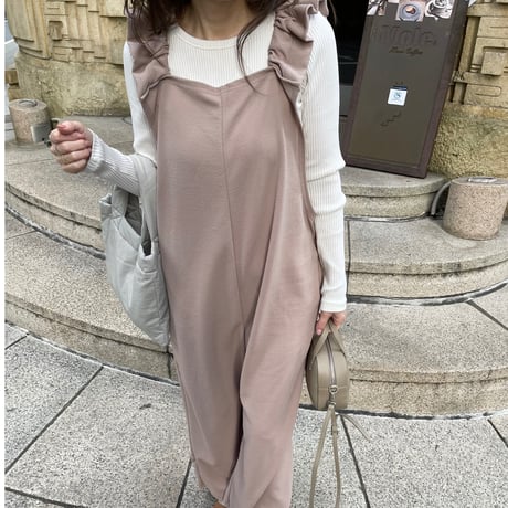 Sholder frill salopetto(Beige)