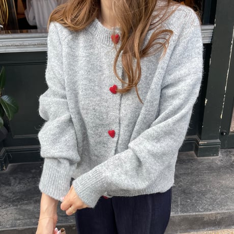 Heart button cardigan(Gray)