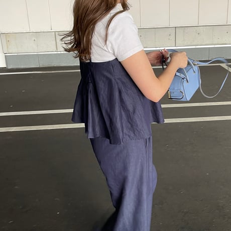 Flare camisole setup(Navy)