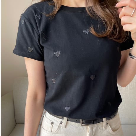 Heart basic t-shirts(Black)