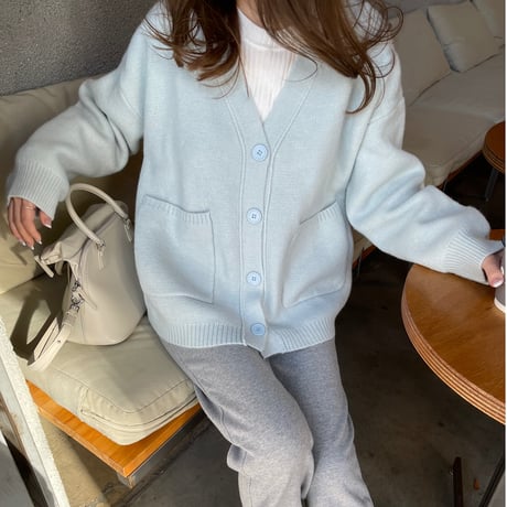 Basic pocket cardigan(Blue)
