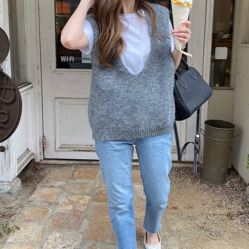 新品未使用】pois ポワ knit vest ニットベスト白 ニットベスト