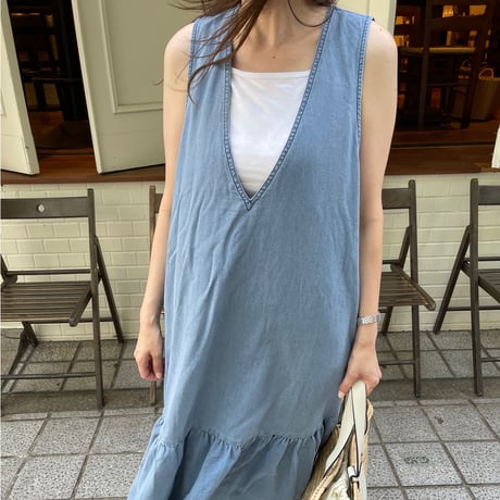 Flare long onepiece(Light blue)
