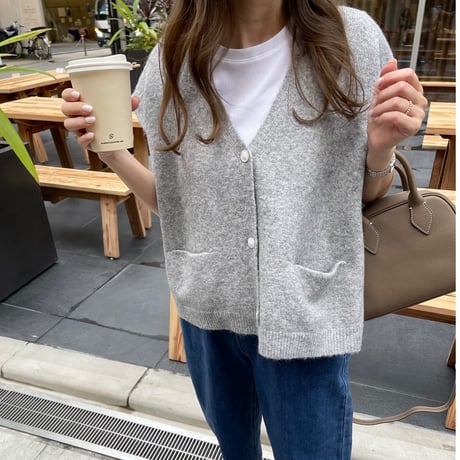 Wide cocoon vest(Gray)