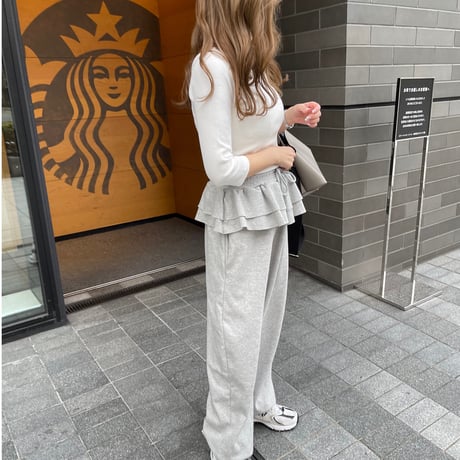 Frill sweat pants(Gray)