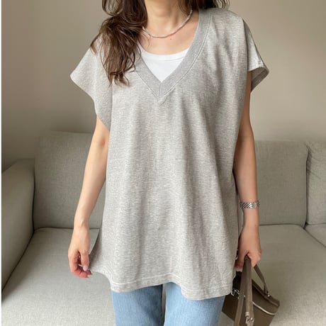 V-neck sweat vest(Gray)