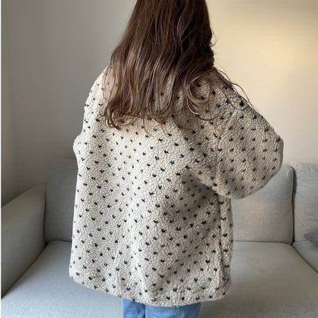 Dot boa outer (Beige)