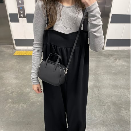 Leather mini square bag(Black)