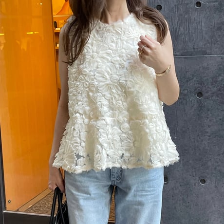 Flower tulle lace tops