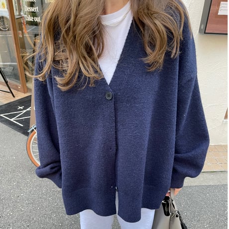 Side slit over cardigan(Navy)