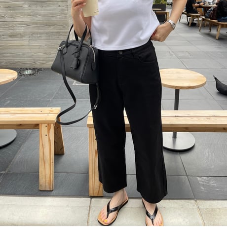 Cotton stretch ankle pants(Black)