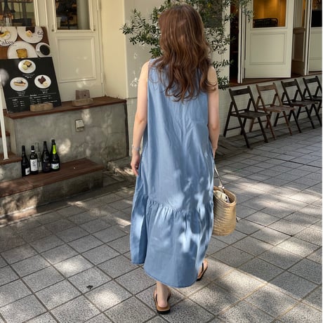 Flare long onepiece(Light blue)