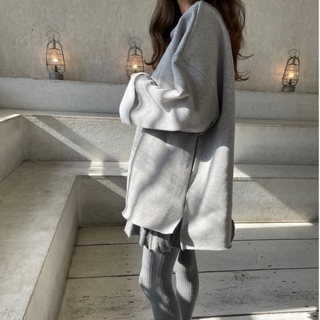 Side cut box pullover(Gray)