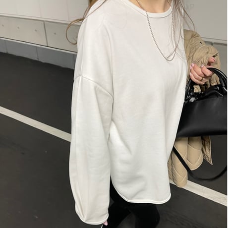 Sideslit long t-shirts(White)