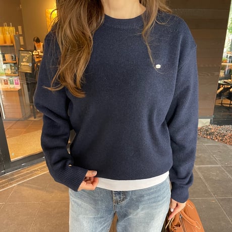 Gold plate basic knit(Navy)
