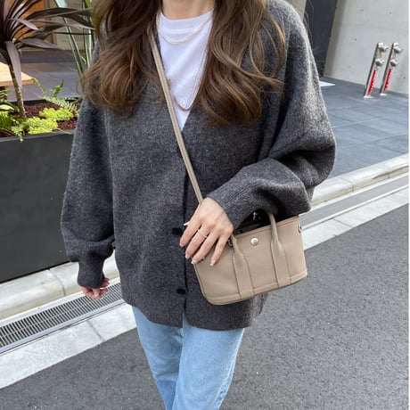 Leather mini tote bag(Greige)