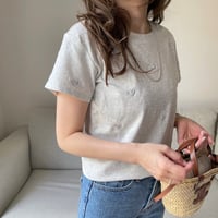 Heart basic t-shirts(Light gray)