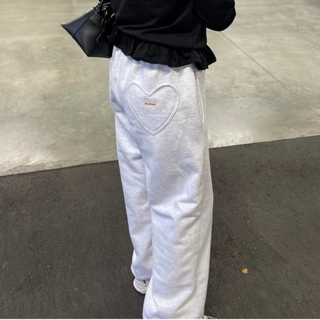 Heart pocket sweat pants(Light gray)