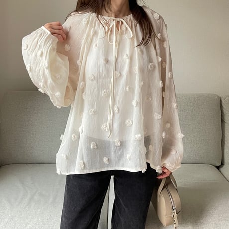 Sheer dot blouse(Ivory)