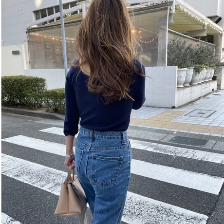 2way waffle tops(Navy)