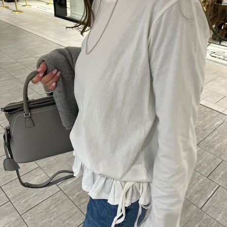 Frill gather cutsew(White)