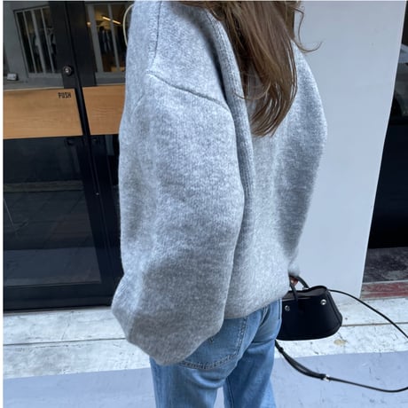 Wool blend crew neck knit(Gray)