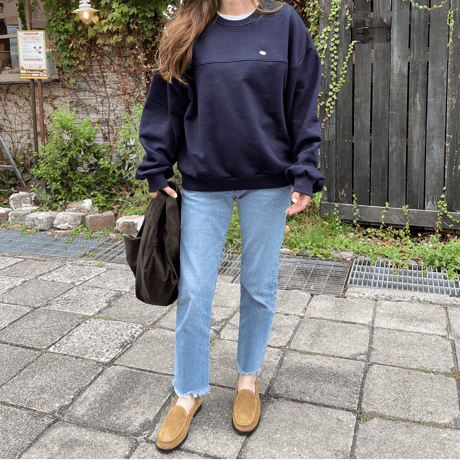 Plate wide sweat(Navy)