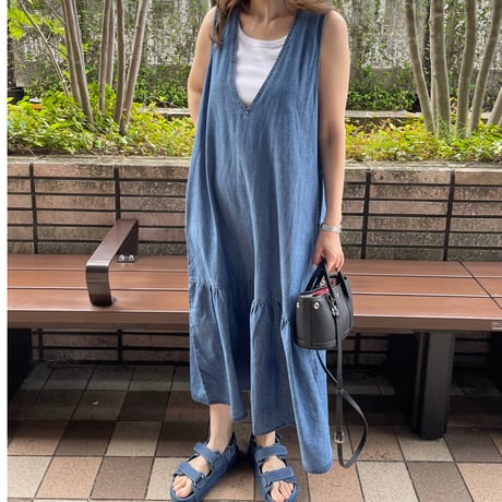 Flare long onepiece(Blue)