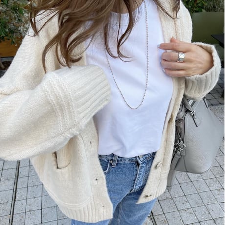 Over size pocket cardigan (Ivory)