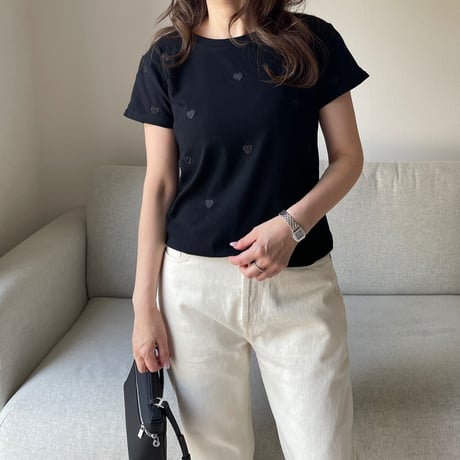 Heart basic t-shirts(Black)